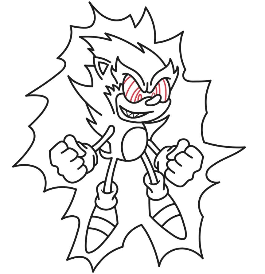 Super sonic fnf coloring page