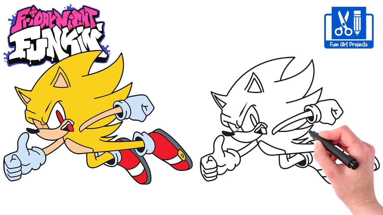 How to draw super sonic o dibujar friday night funkin fnf game mod