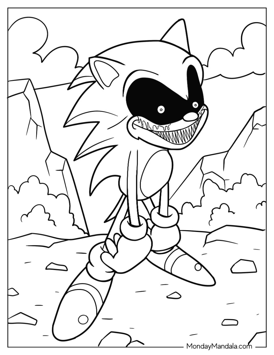 Sonic exe coloring pages free pdf printables