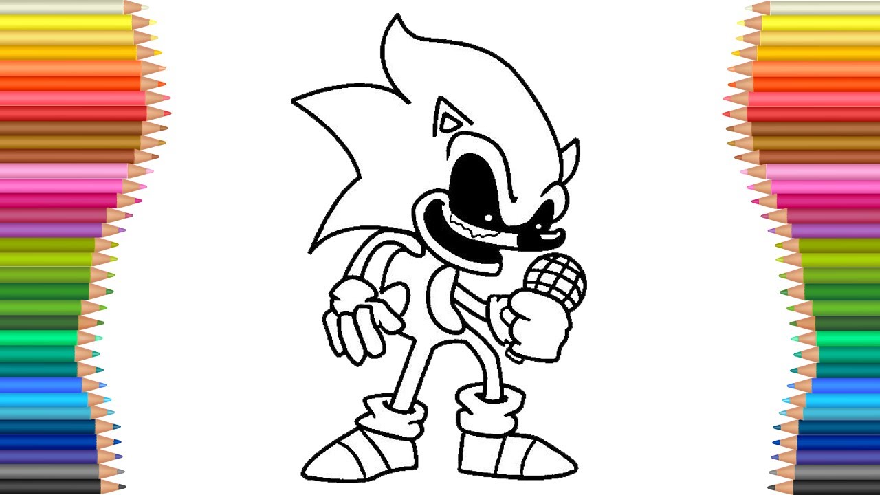 Sonic fnf friday night funkin how to draw coloring pages kids songs