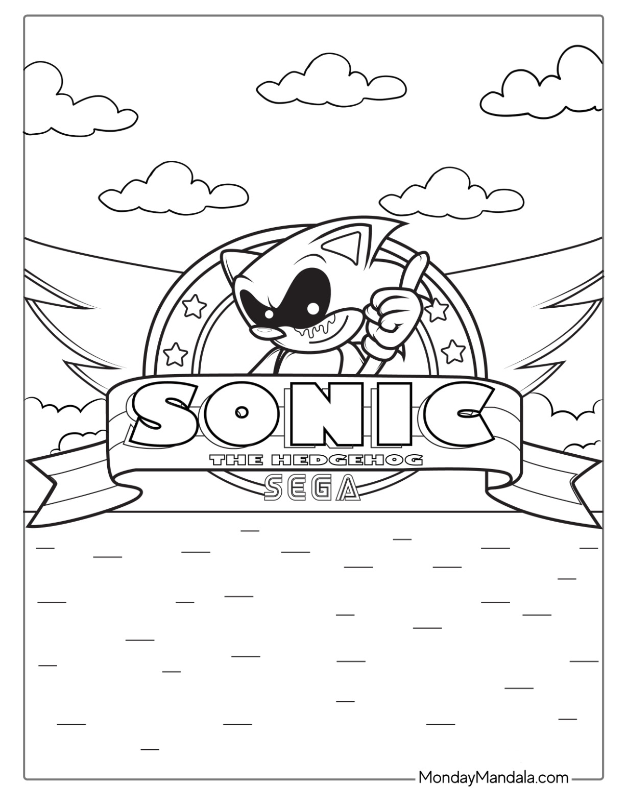 Sonic exe coloring pages free pdf printables