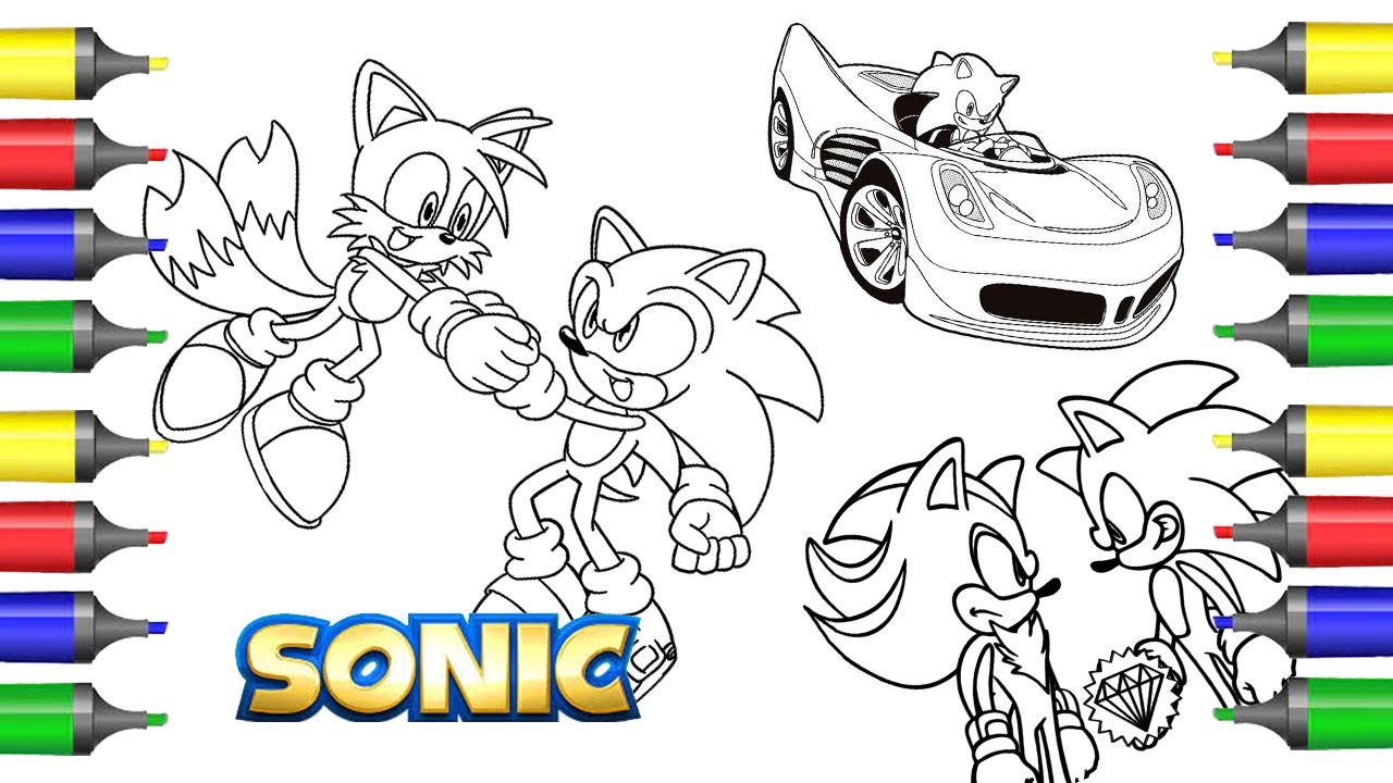 Sonic the hedgehog and tails coloring page sonic car coloring page usic ncs