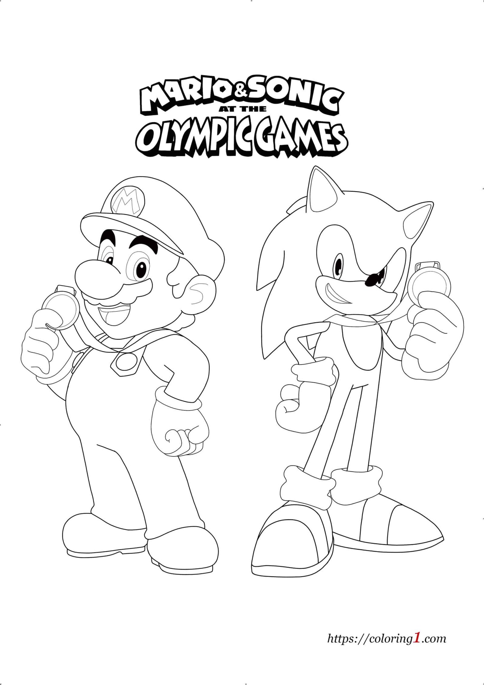 Sonic and mario coloring pages