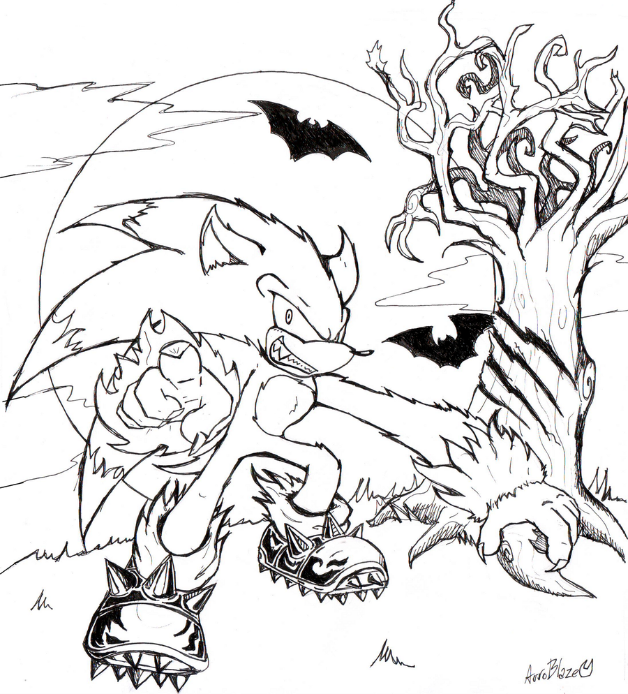 Halloween sonic coloring page