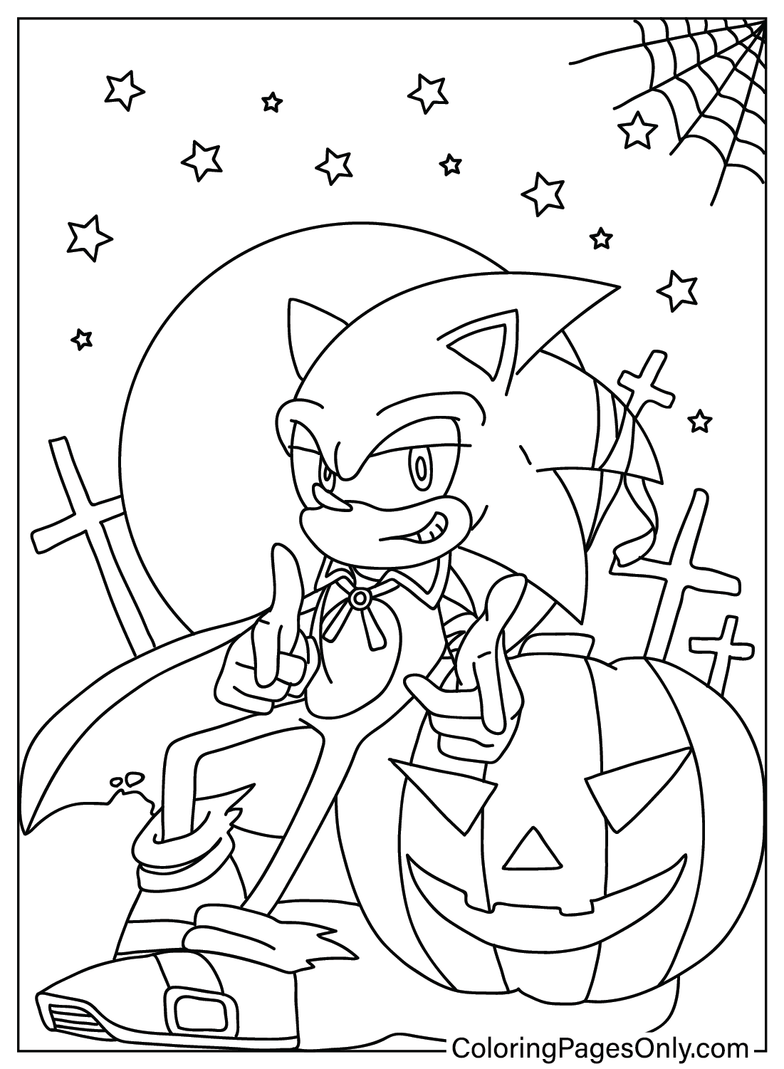 Halloween sonic coloring page