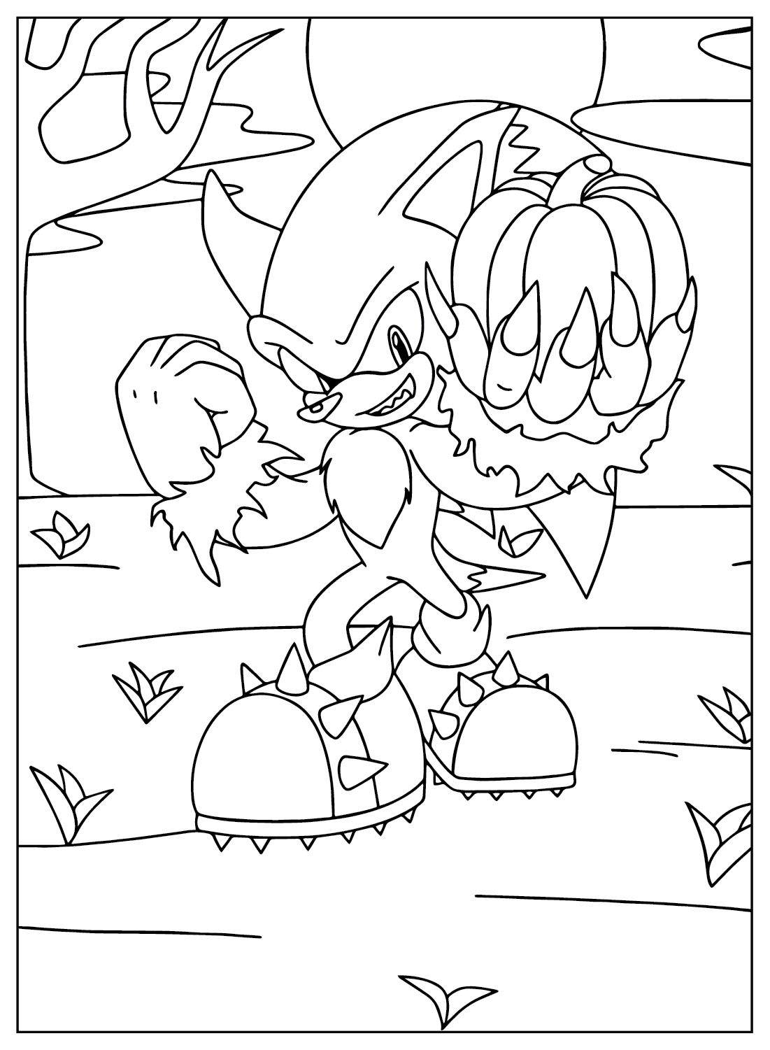 Sonic halloween coloring sheet for kids