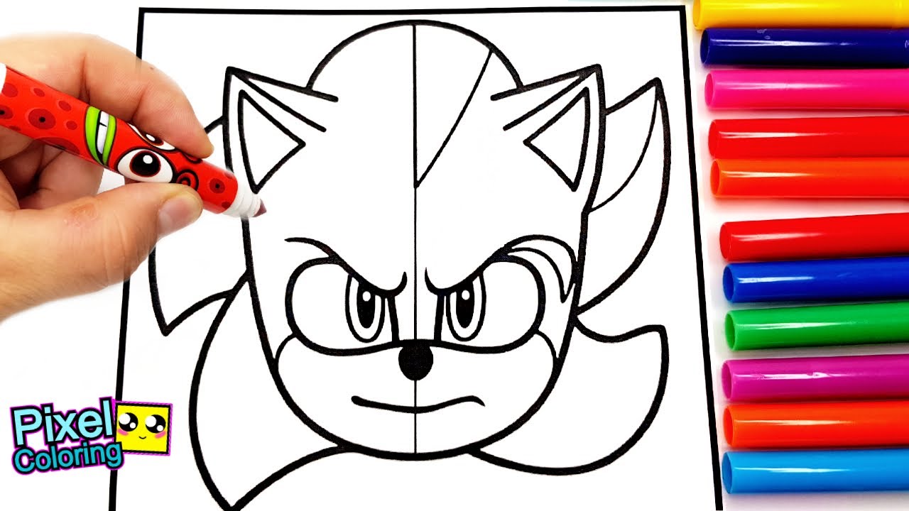 Sonic shadow in one face coloring pages sonic coloring page tobu