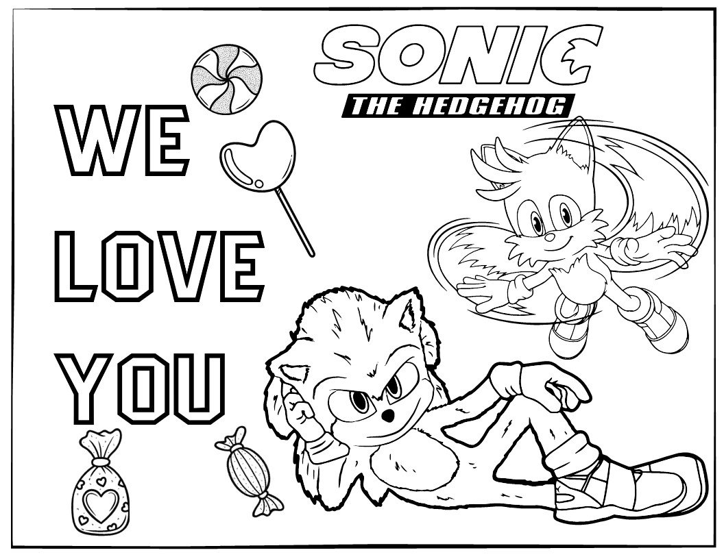 Printable sonic coloring page for birthday personalized with name pdf format