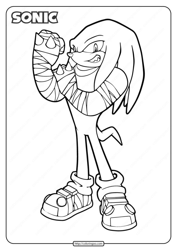 Printable sonic knuckles the echidna coloring page coloring pages printable coloring pages echidna