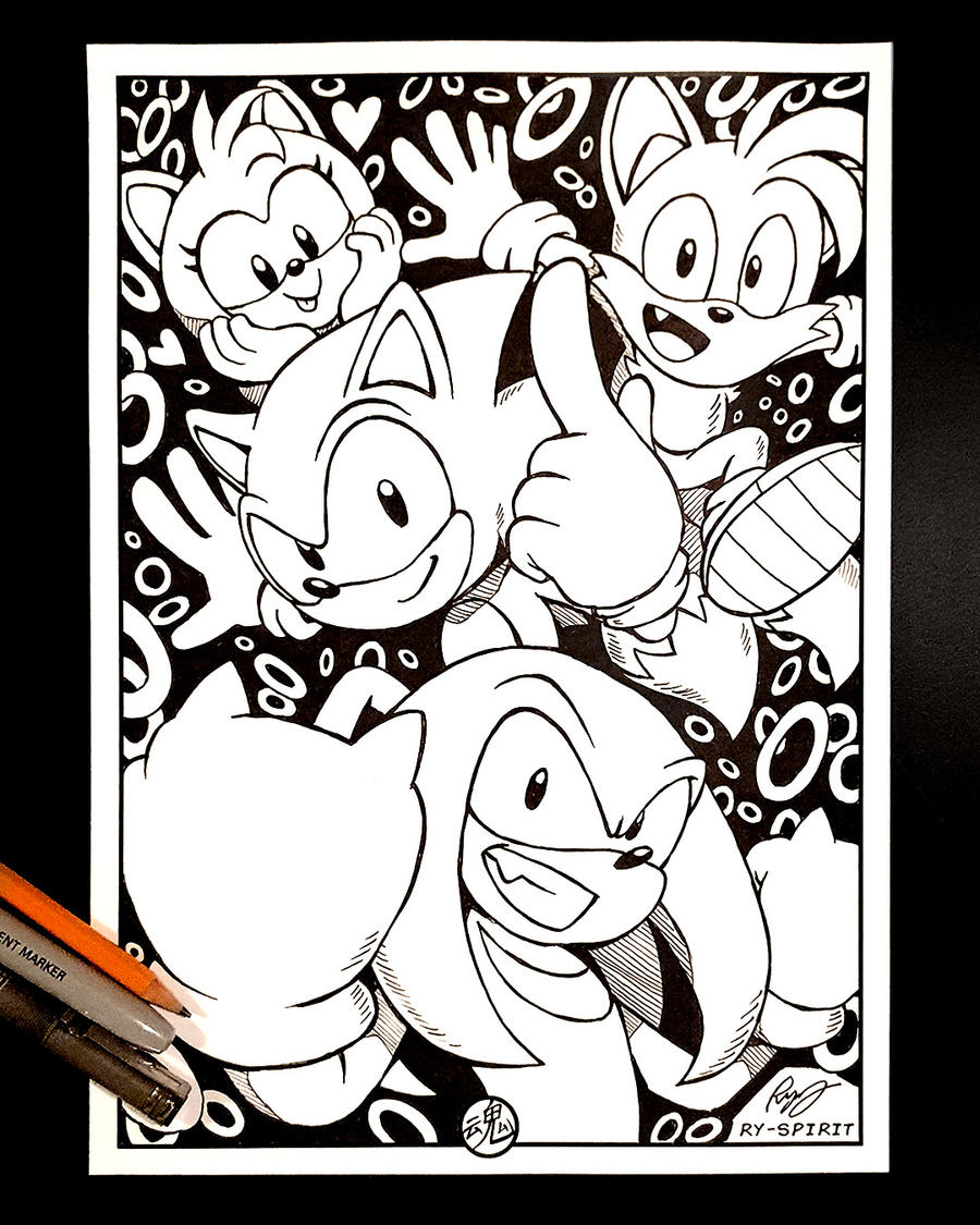 Sonic tails knuckles inked art by ry