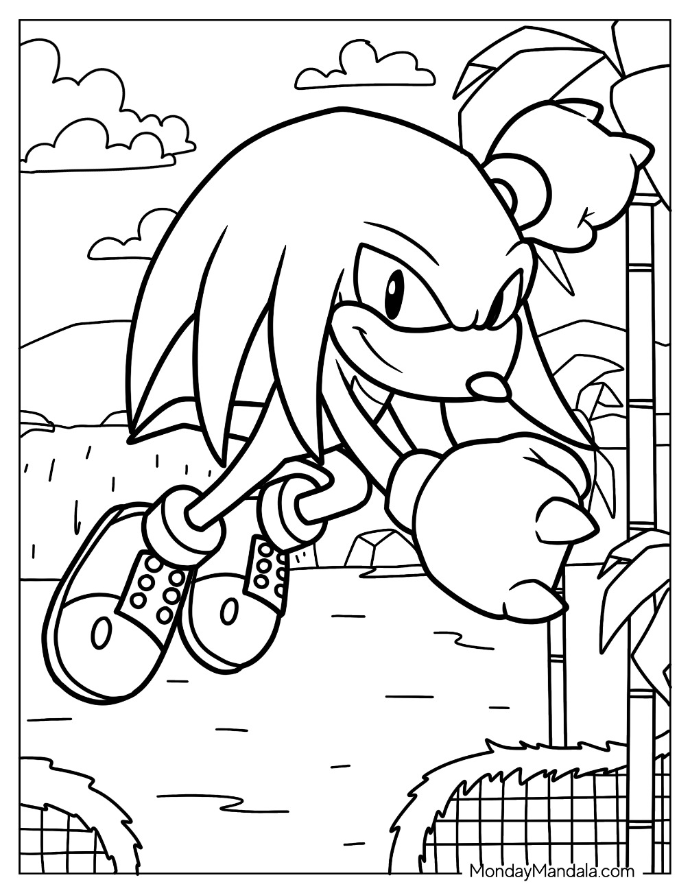 Knuckles coloring pages free pdf printables
