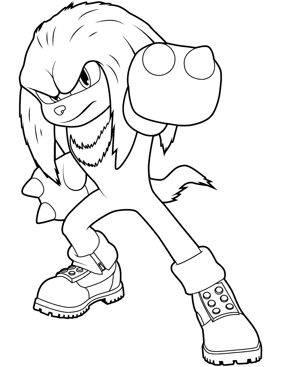 Sonic knuckles from sonic movie coloring pages