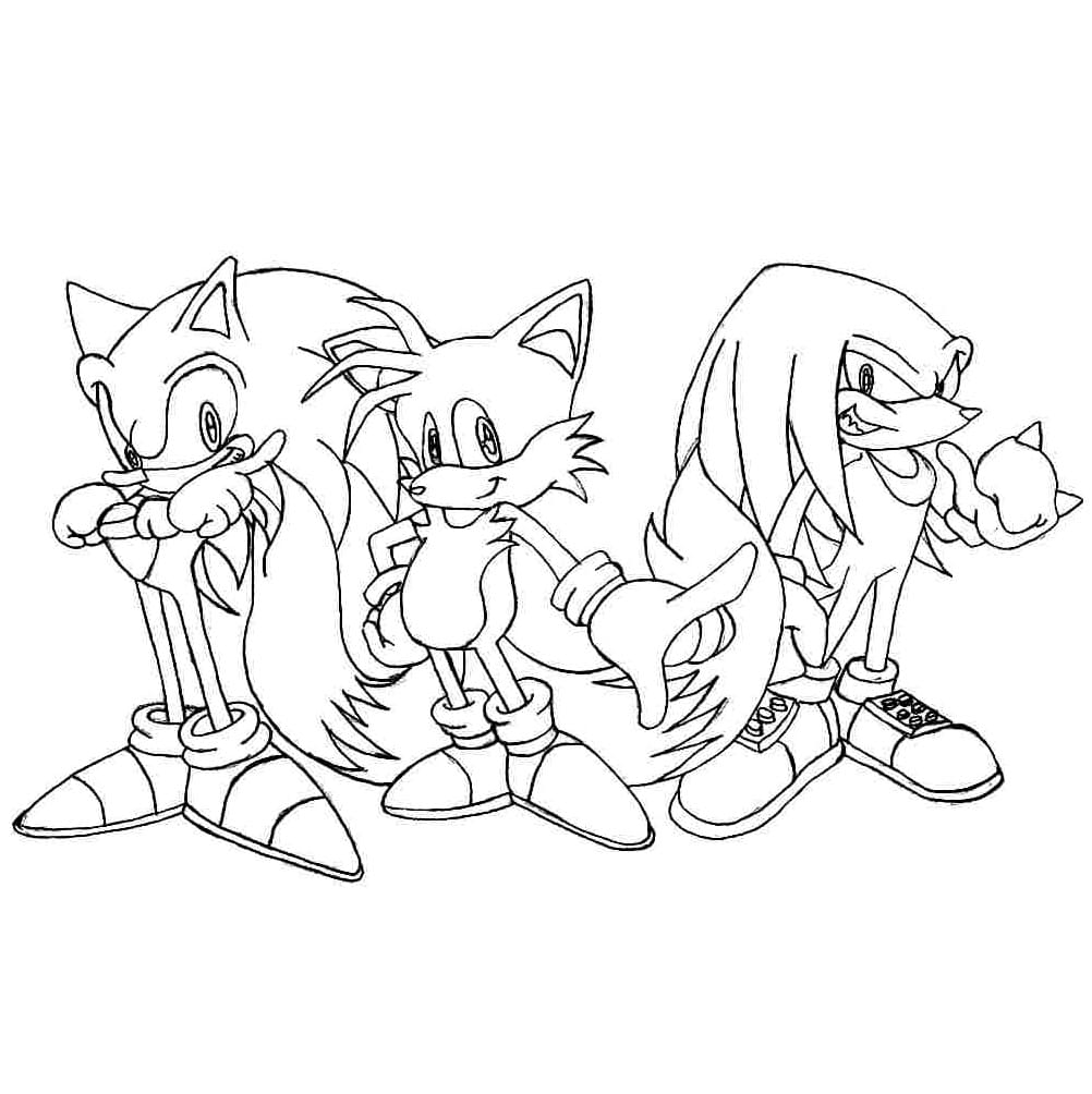 Sonic tails and knuckles coloring page