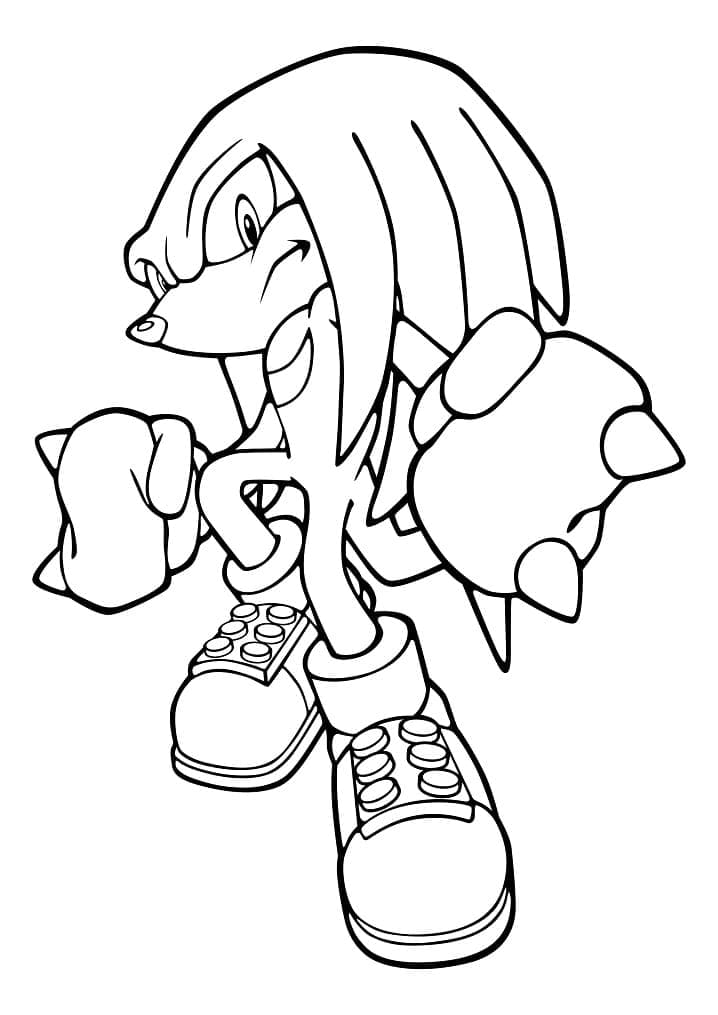 Knuckles the echidna from sonic coloring page