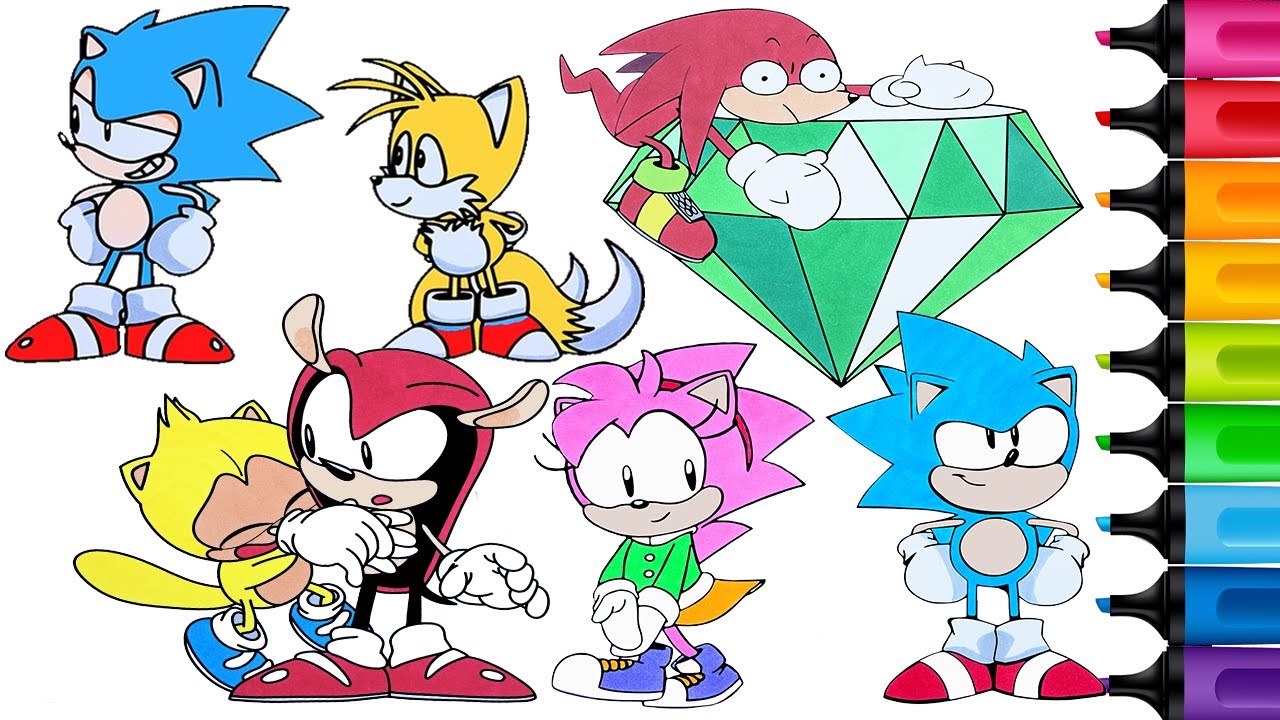 Sonic mania coloring pages knuckles mighty the armadillo amy rose tails ray the flying squirrel