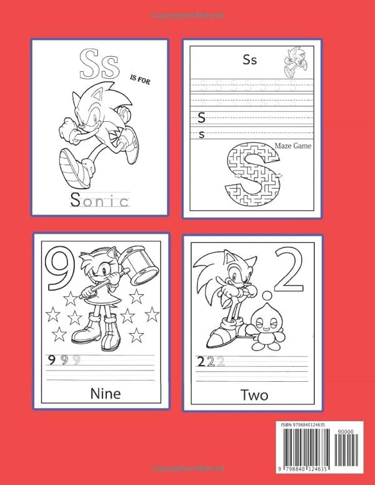 Sãnic the hedgehog abc book sãnic abc book sãnic letters and numbers tracing book for kids ages