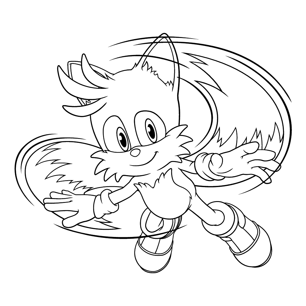 Sonic tails from sonic the hedgehog movie coloring page