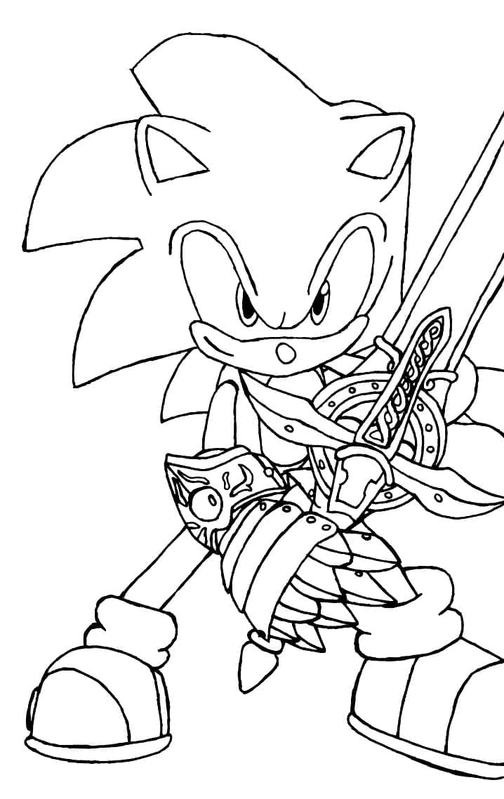 Sonic and sword coloring page