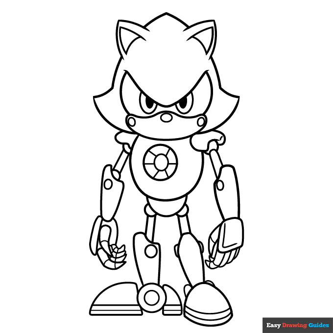 Metal sonic coloring page easy drawing guides