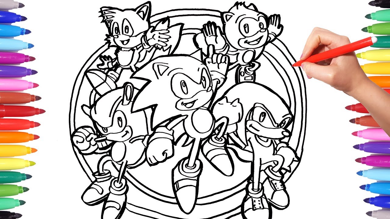 Sonic the hedgehog coloring pages watch how to draw sonic and friends cartoon coloring pages