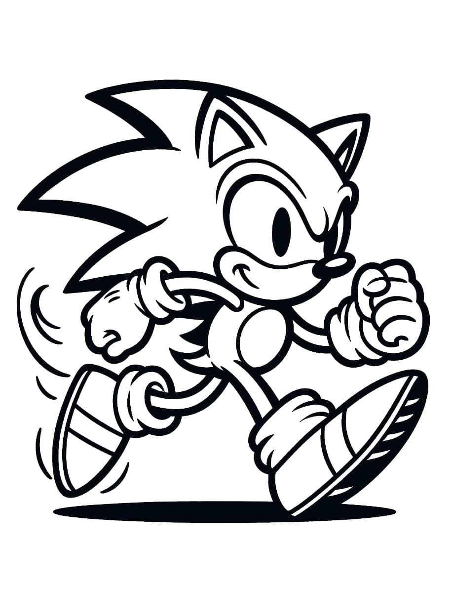 Sonic runs coloring page