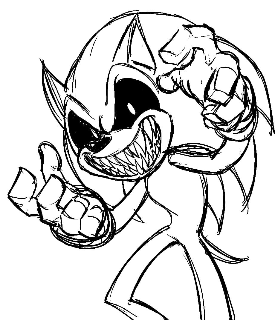 Sonic exe looks scary coloring page