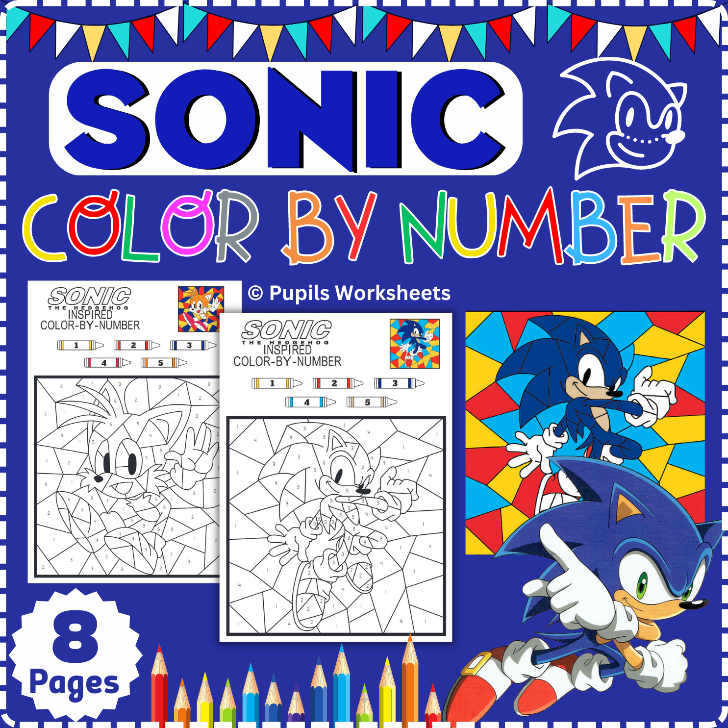 Sonic color by number for kids