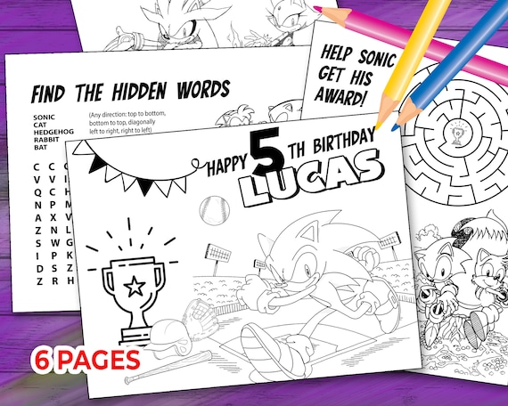 Personalized sonic coloring pages sheets sonic birthday activities hedgehog printable sonic party activity