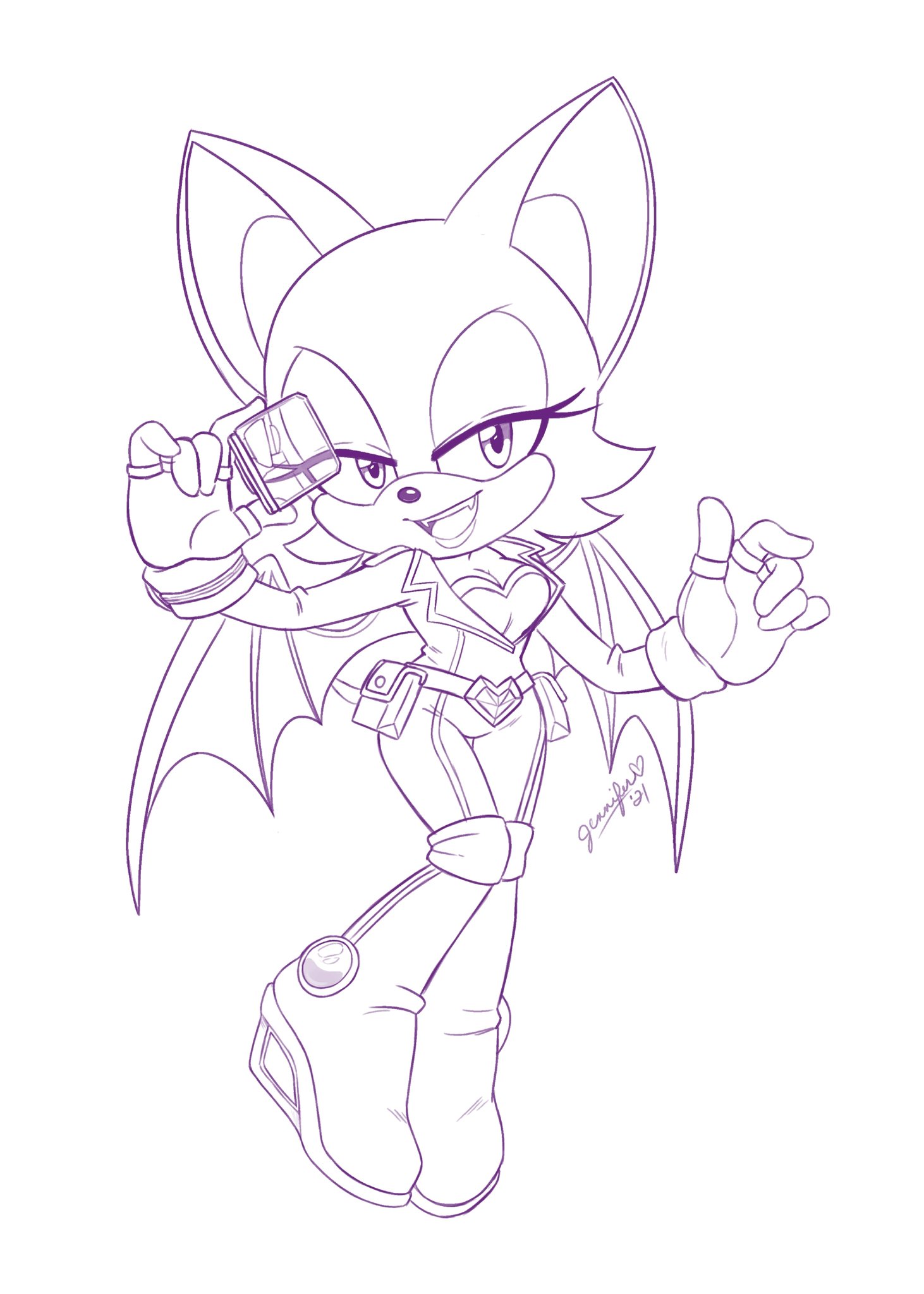 Jennifer hernandezs sketch of elite agent rouge rsonicthehedgehog