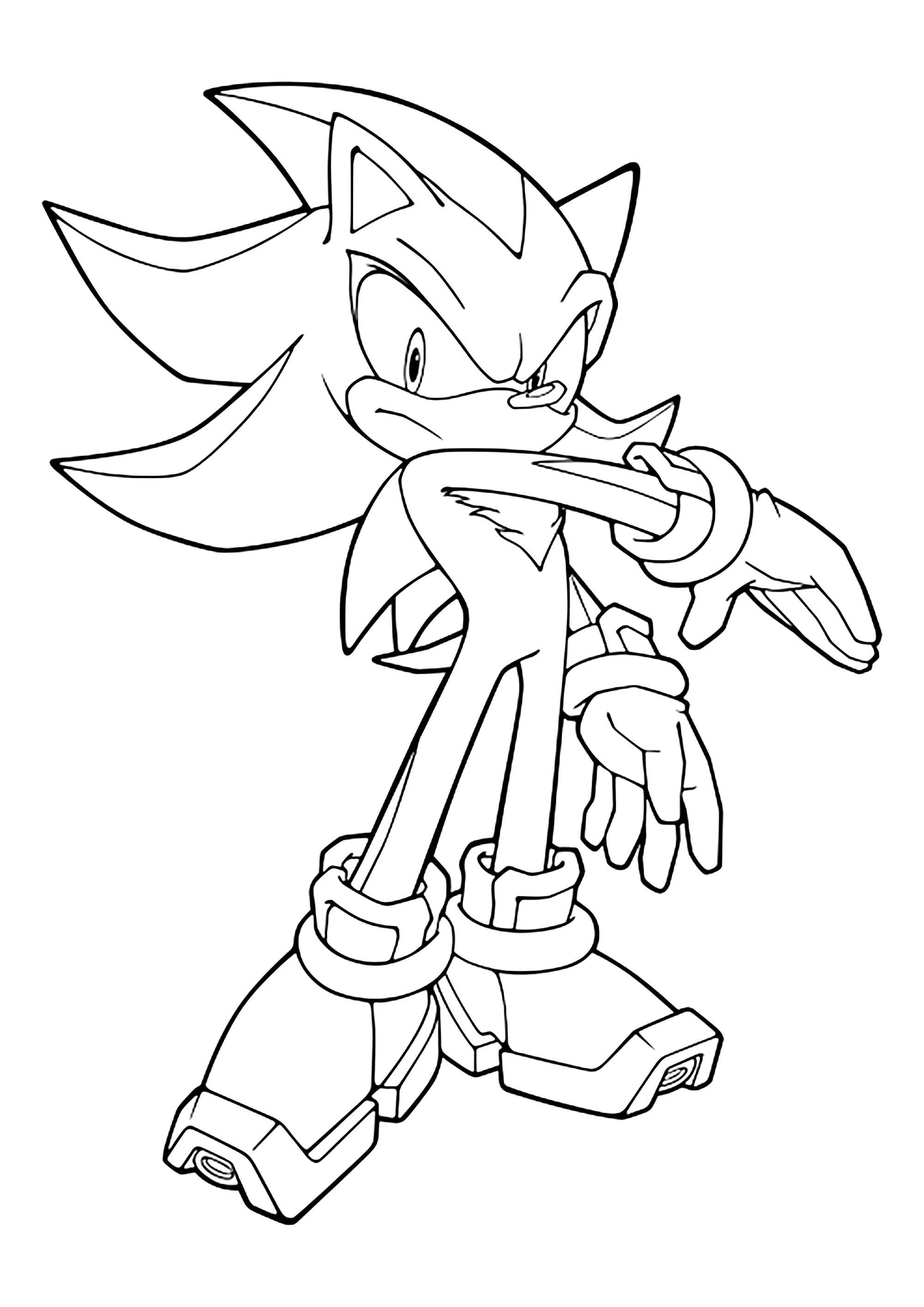 Simple coloring page of shadow the hedgehog