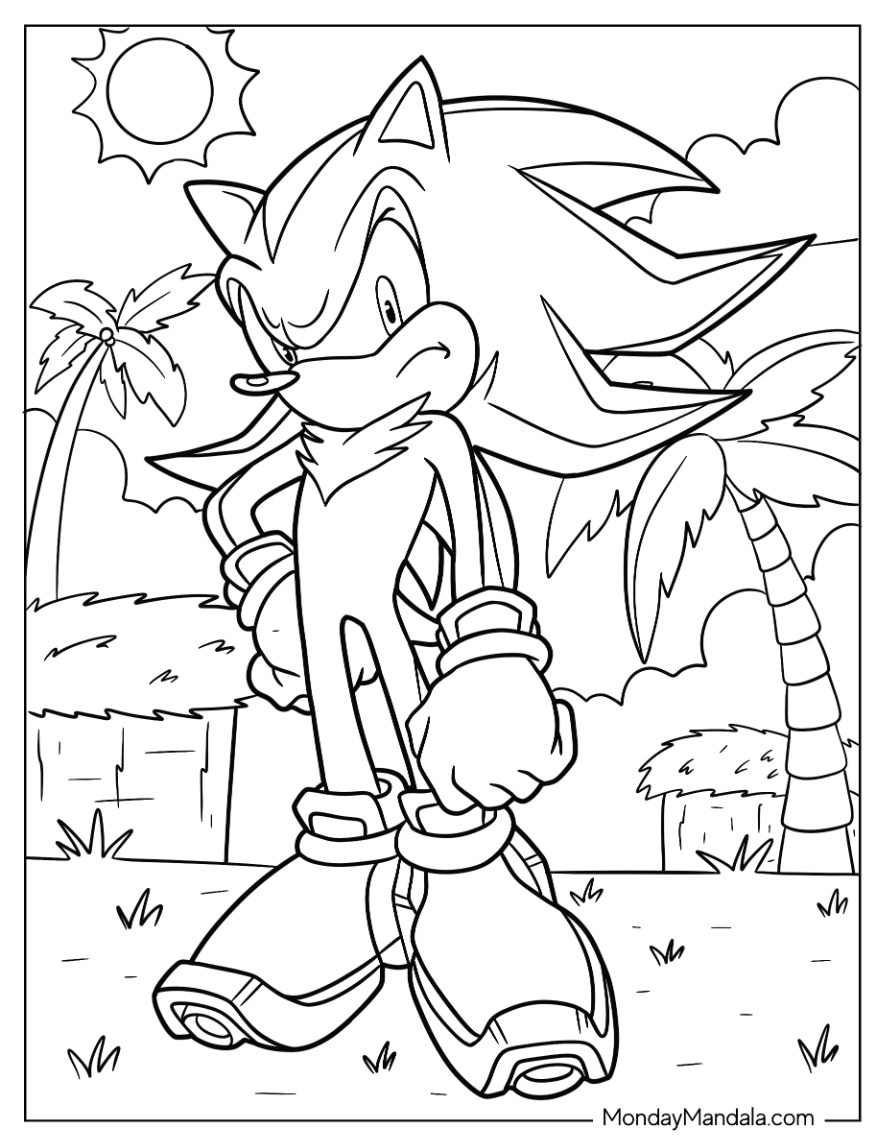 Shadow sonic coloring pages free pdf printables