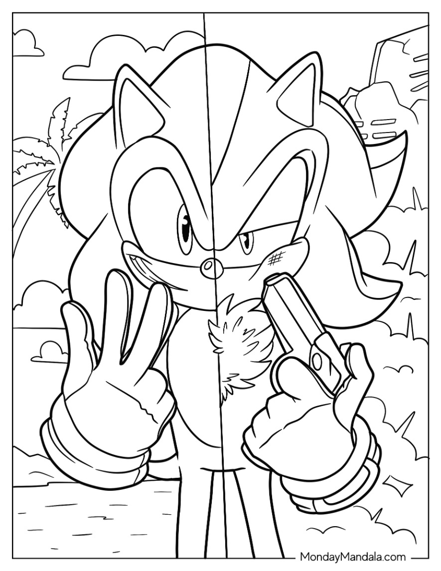 Shadow sonic coloring pages free pdf printables