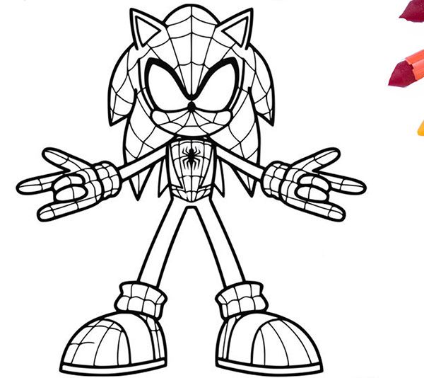 Sonic the hedgehog as spiderman coloring pages