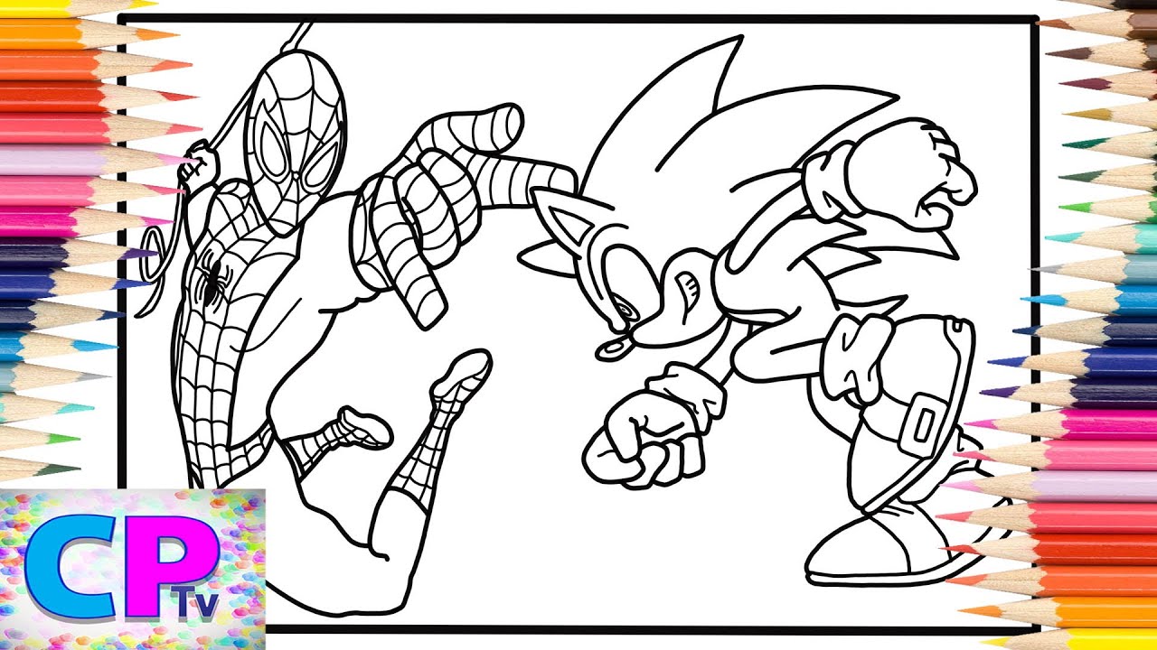 Spideran fights sonic ipad pro coloring pagesniviro