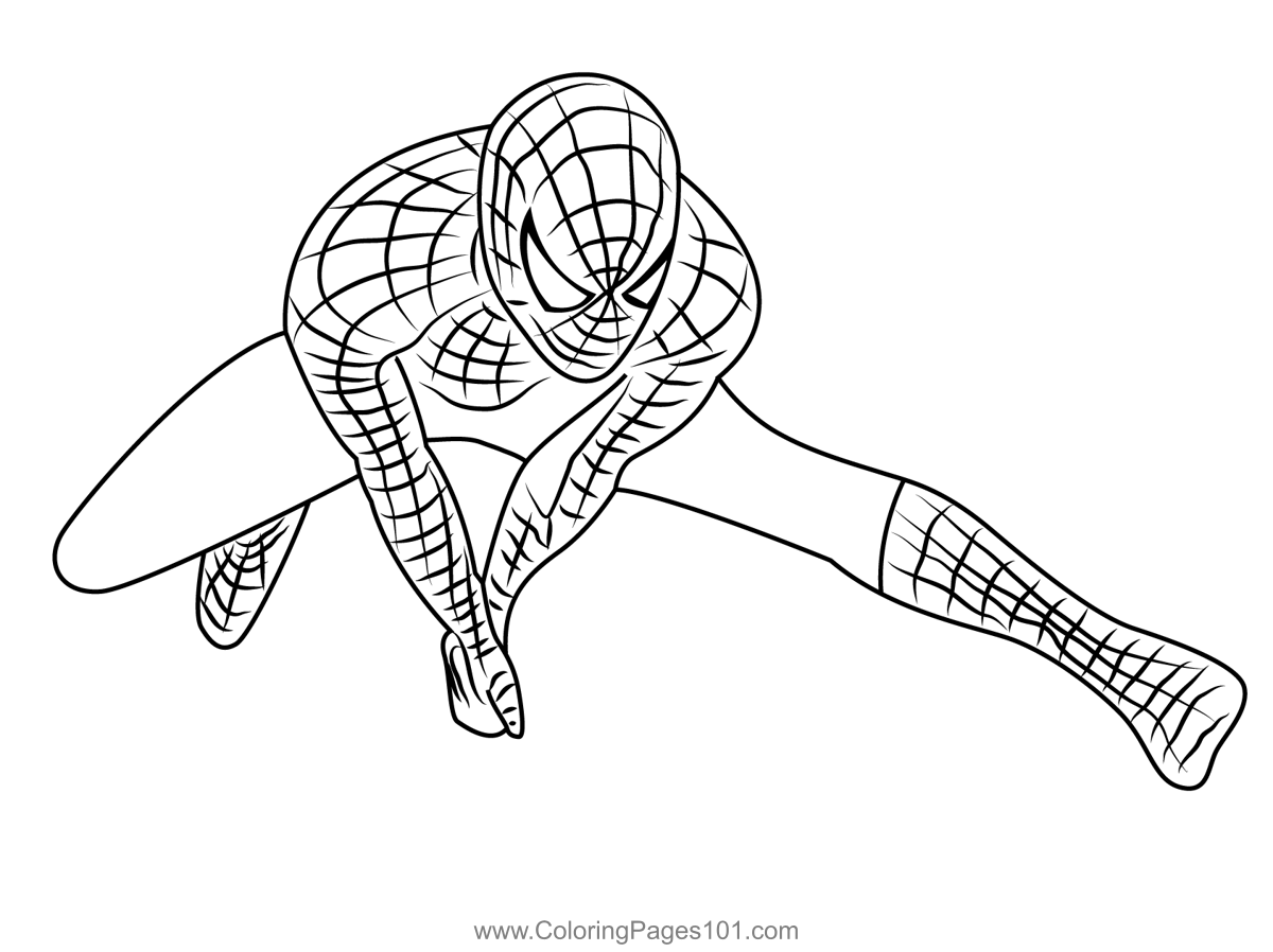 Spiderman the ic book character coloring page for kids