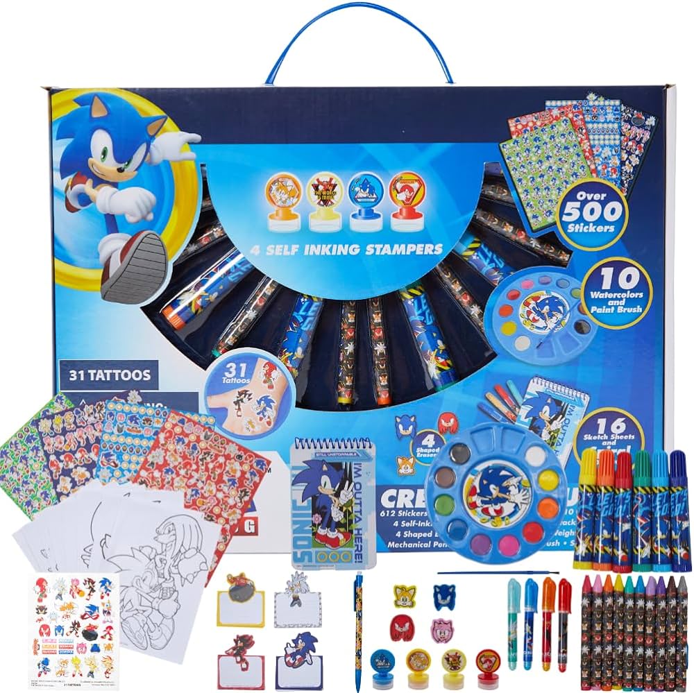 Innovative designs sonic the hedgehog creativity fun kids art set for coloring painting and crafts toys games