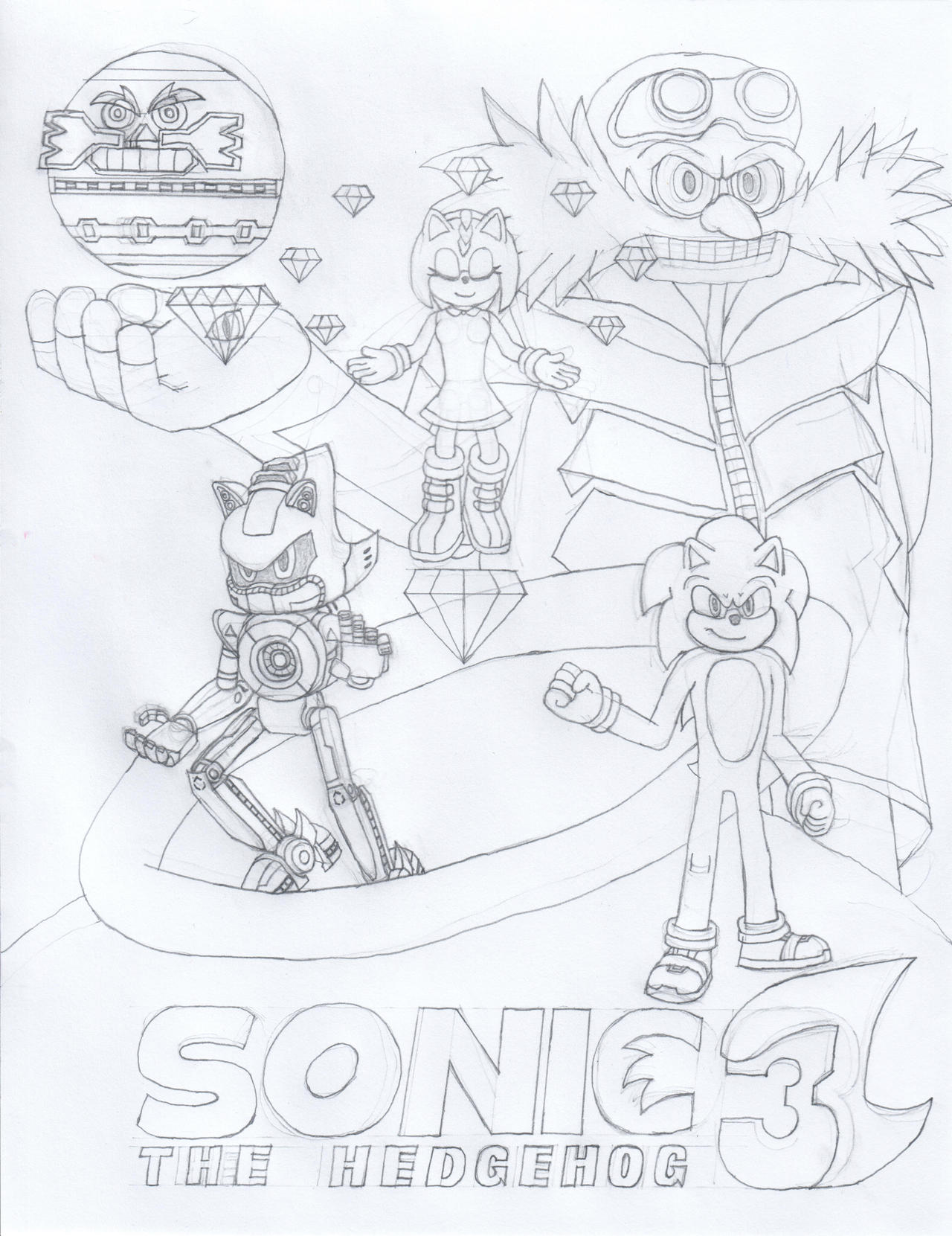 Sonic movie concept poster uncolored by truerealsegasonicfan on