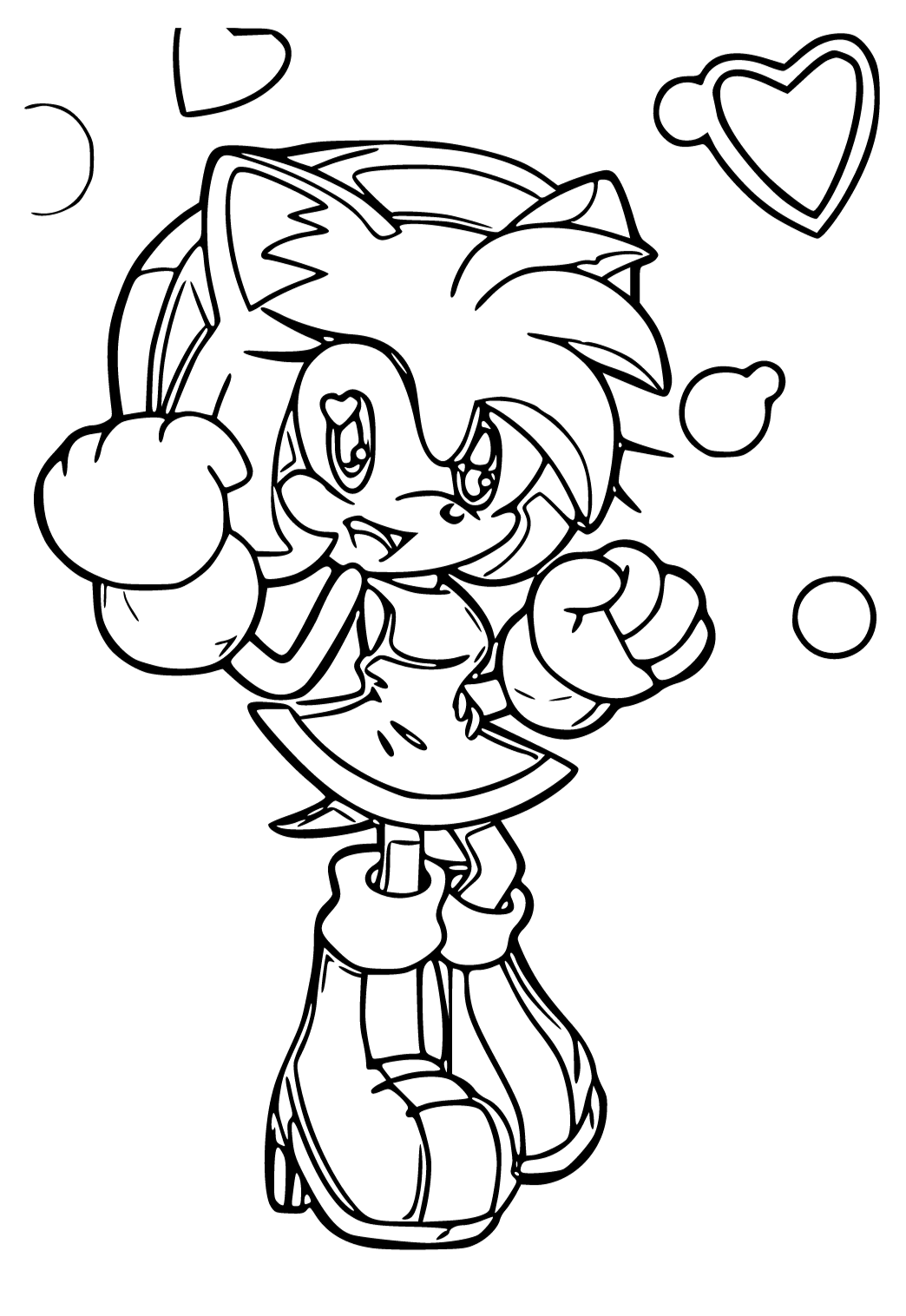 Free printable amy rose heart coloring page for adults and kids