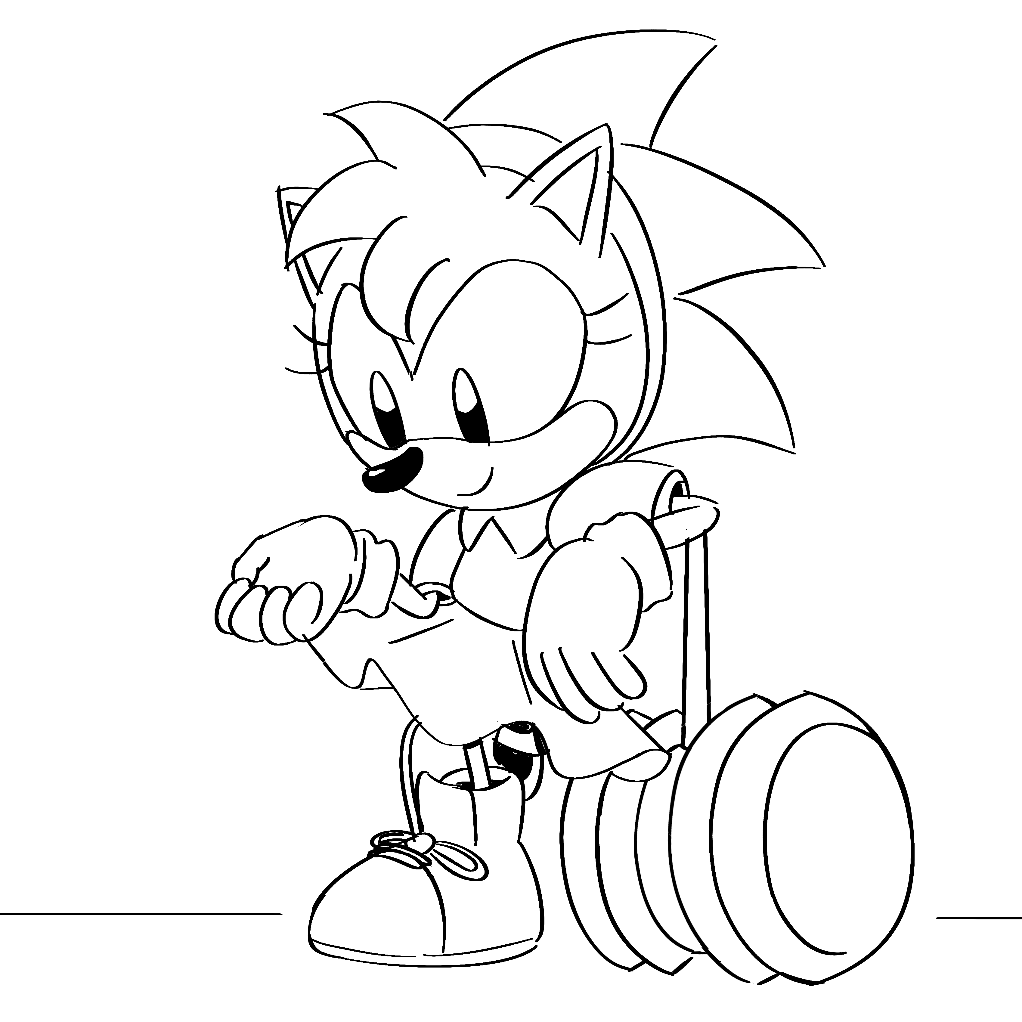 Quick classic amy sketch rsonicthehedgehog