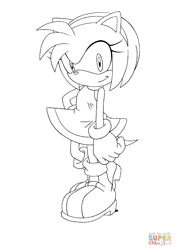 Amy rose coloring page free printable coloring pages