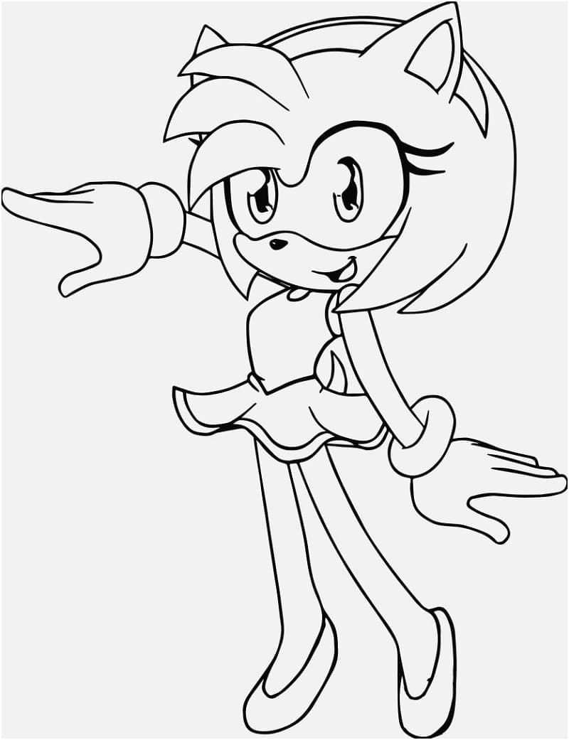 Cute amy rose coloring page