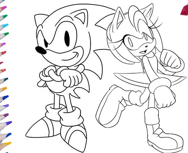 Amy rose and sonic coloring pages