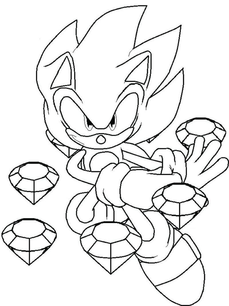 Coloring pages sonic with diamonds coloring page