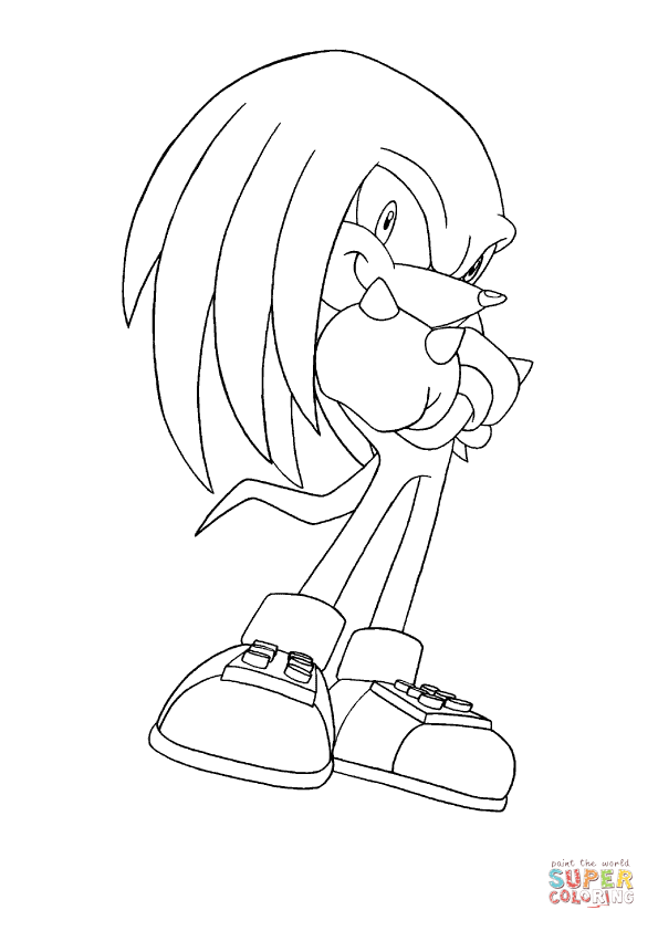 Knuckles the echidna coloring page free printable coloring pages