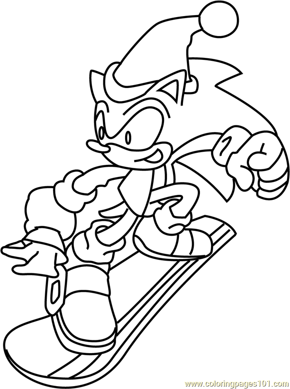 Sonic the hedgehog on christmas coloring page for kids