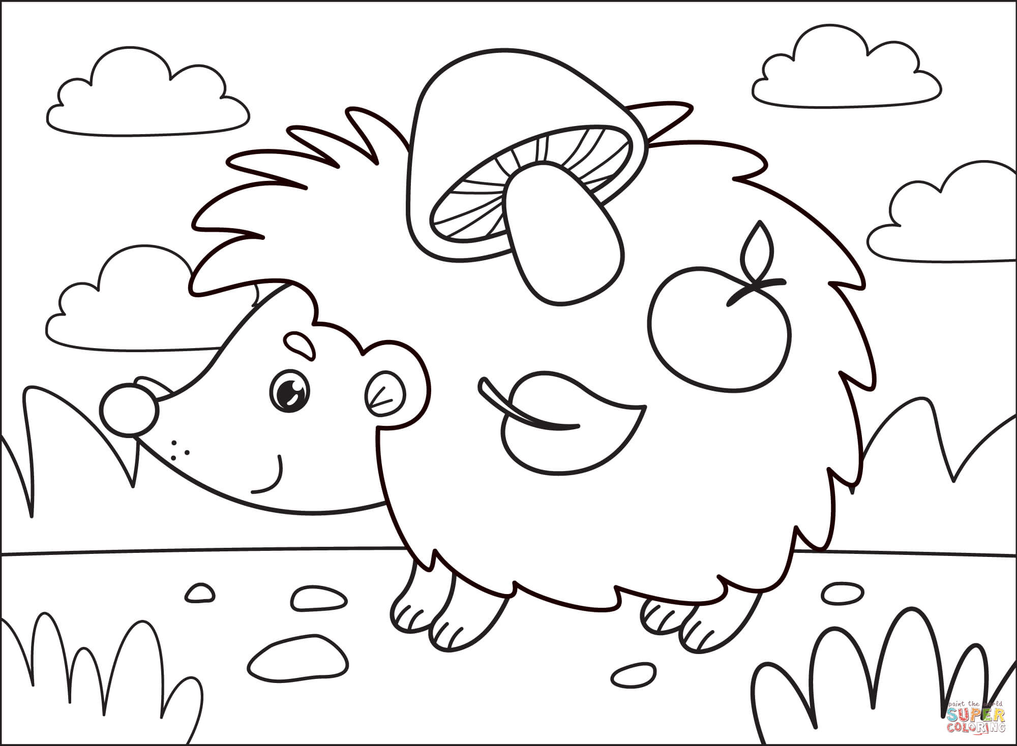 Hedgehog coloring page free printable coloring pages