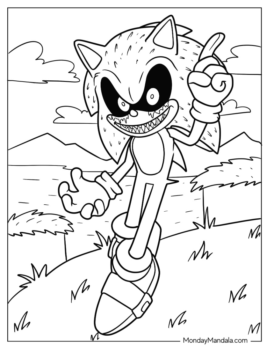 Sonic exe coloring pages free pdf printables