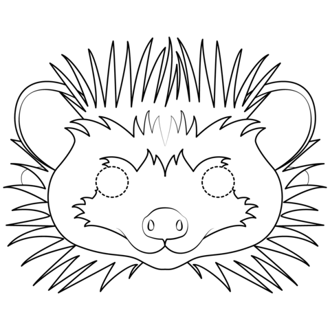 Hedgehog mask coloring page free printable coloring pages