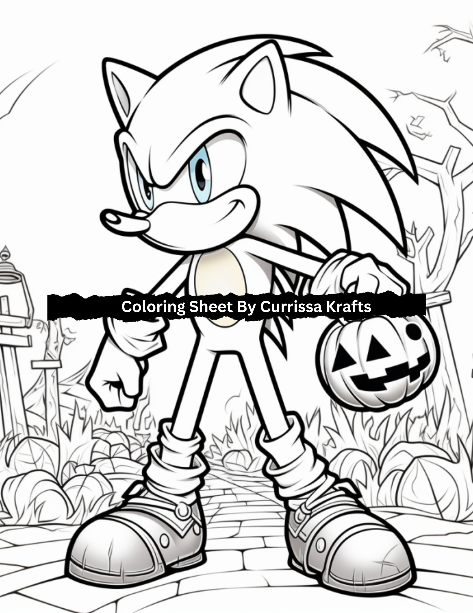 Sonic halloween coloring sheet