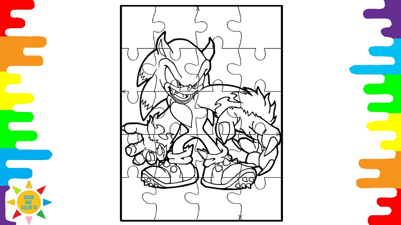 Sonic werehog coloring pages sonic puzzle coloring page drawandcolortv